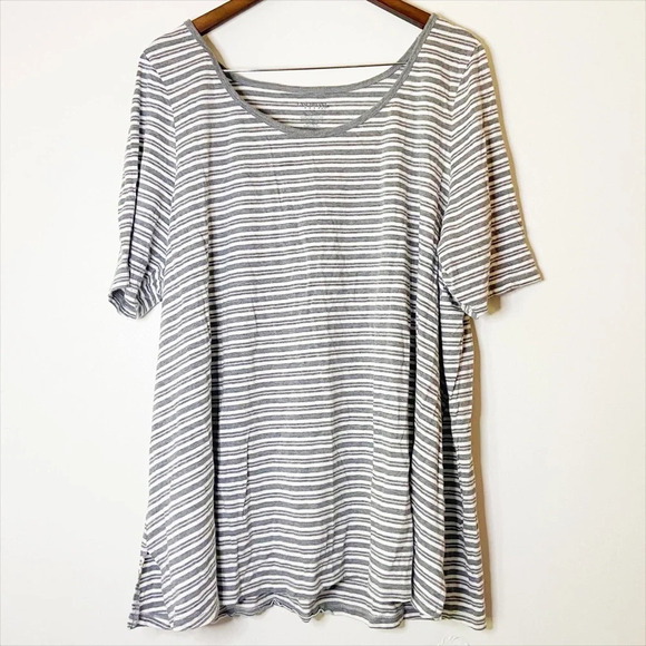 Striped Cotton Blend Lightweight Top Short Sleeve Shirt Casual 26/28 LANE BRYANT - Picture 1 of 10